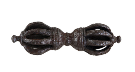 Ancien Dorje Vajra Tibétain À 9 Branches En Fer – Objet Rituel Bouddhiste