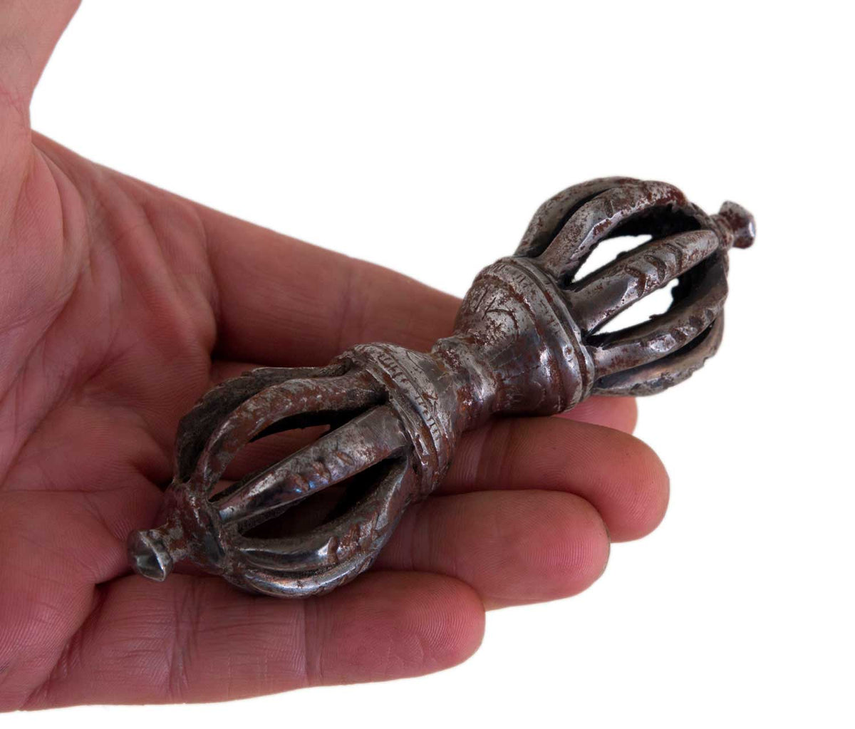 Ancien Dorje Vajra Tibétain À 9 Branches En Fer – Objet Rituel Bouddhiste