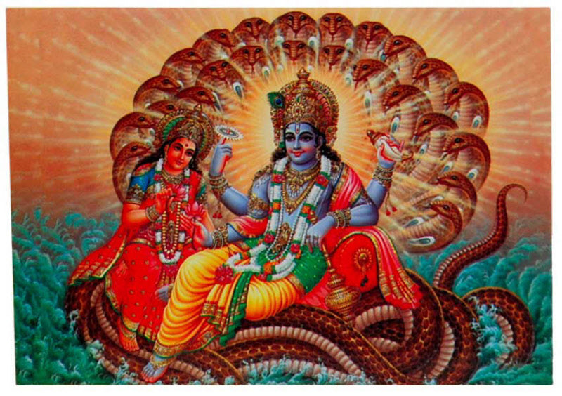 Carte Postale Vishnu Et Parvati Sur Sheshnaag – Art Hindou De L’Inde