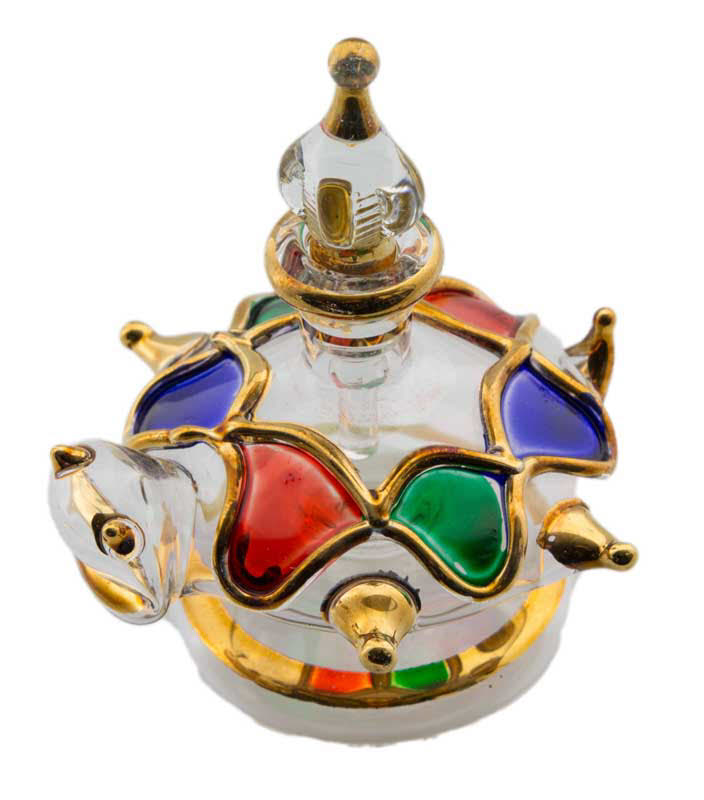 Flacon à Parfum Tortue en Verre Soufflé Bleu Ciel – Artisanat Égyptien