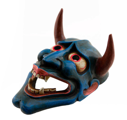 Masque Oni Démon Japonais Nô En Bois – Artisanat Népalais Fait Main