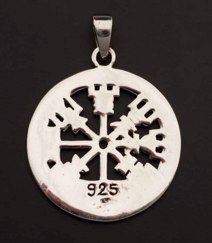 Pendentif Viking Vegvísir et Runes en Argent 925