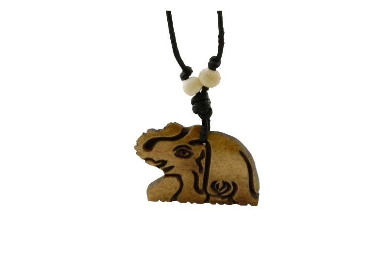 Collier Ethnique Pendentif En Corne De Yak Éléphant