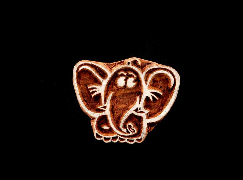 Tampon Encreur En Bois Sculpté – Motif Éléphant