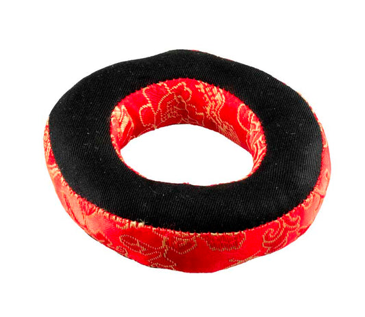 Coussin pour Bol Tibétain Chantant en Brocart Rouge Ø9cm – Artisanat du Népal