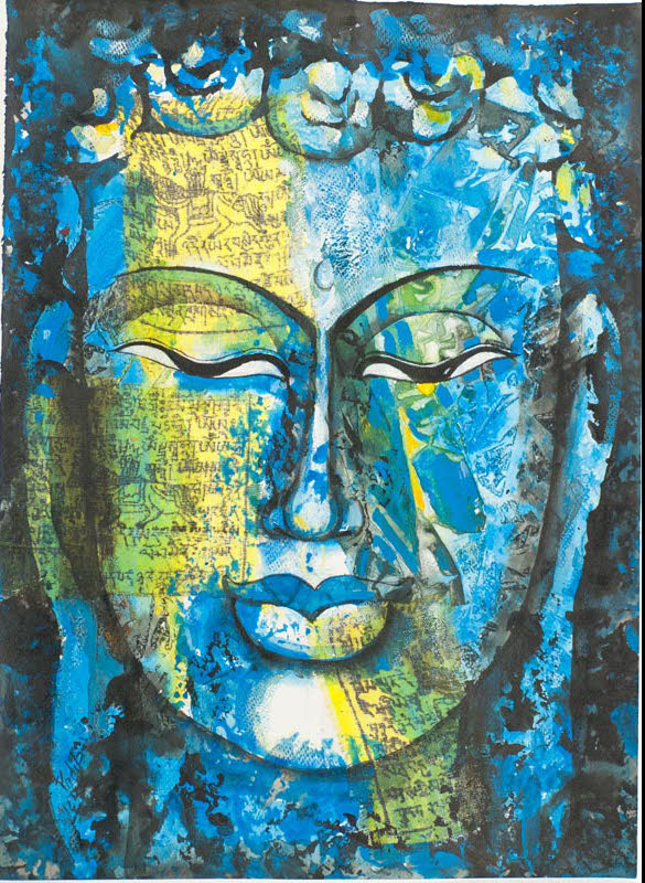 Peinture Bouddha Zen Népalais – Œuvre Unique Signée Par L’Artiste Pradeep