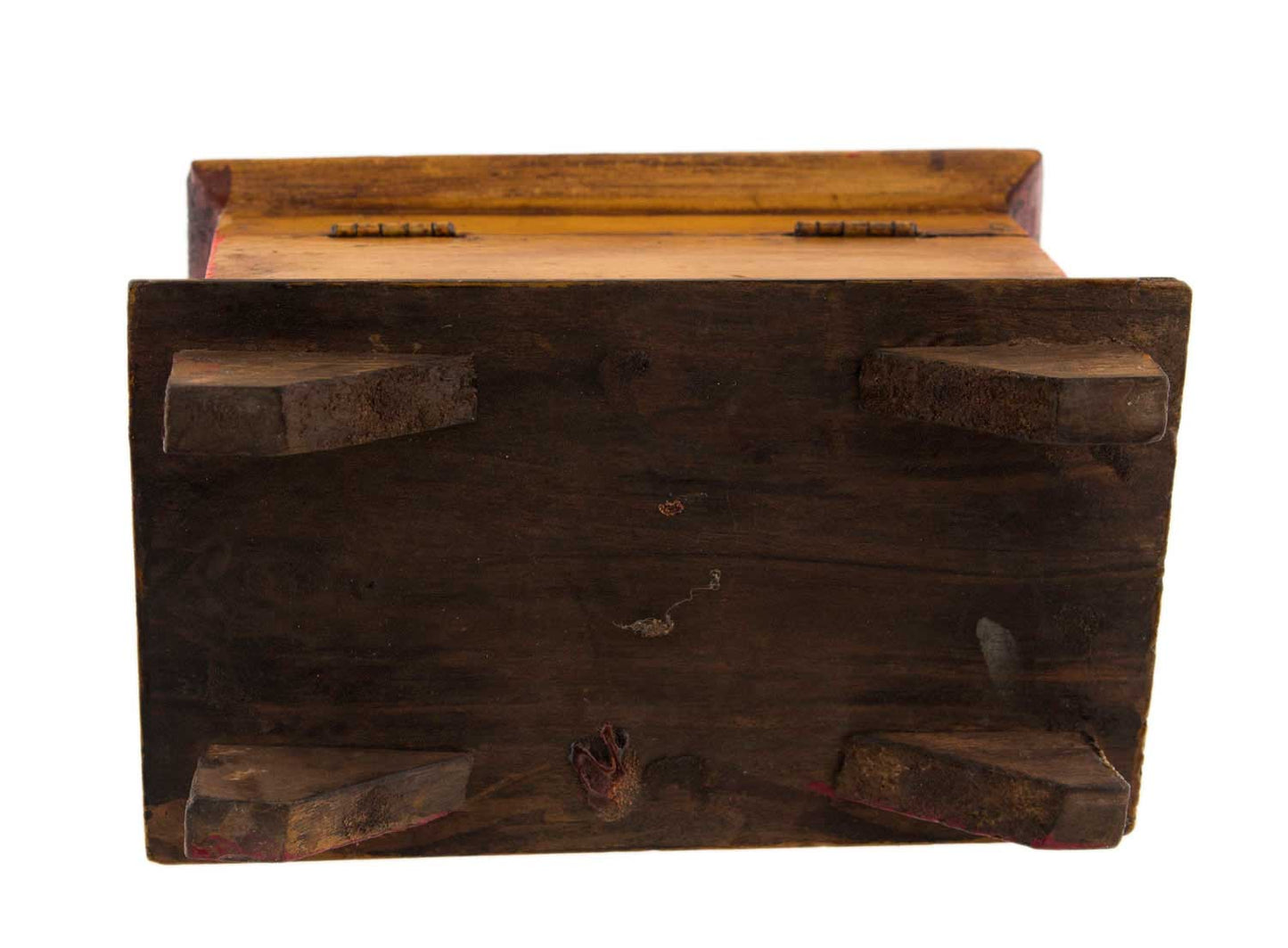 Boîte à bijoux en bois artisanale du Népal – coffret bouddhiste tibétain conque et Vajra