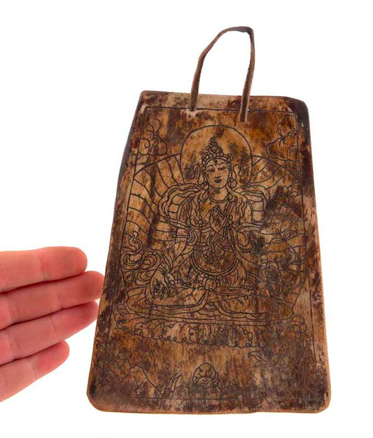 Tsakli Bouddhiste Tara Verte – Peinture Miniature Tibétaine Sur Os De Bovin (Copie)
