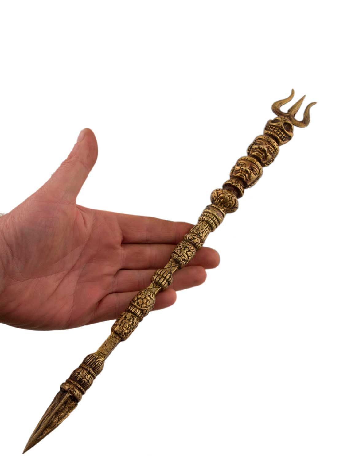 Khatvanga Cérémoniel Tibétain en Alliage de Cuivre – Sceptre Rituel Bouddhiste Tantrique