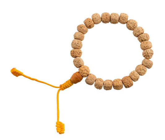Bracelet Mala Tibétain En Graines De Rudraksha Blanches – Ajustable Et Artisanal