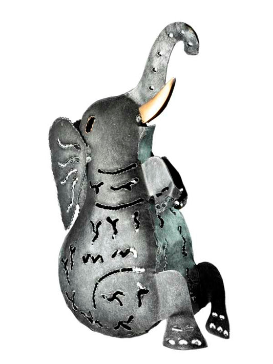 Photophore Éléphant En Métal Peint – Bougeoir Artisanal Pour Une Ambiance Chaleureuse