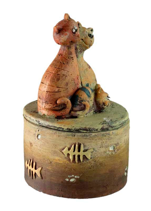 Boîte à Bijoux et Trombones Chat en Résine – Figurine Décorative