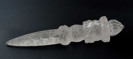 Grand Phurba En Cristal De Roche 31 cm – Vajra Kila Dague Rituelle Tibétaine