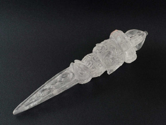 Grand Phurba En Cristal De Roche 26 cm – Vajrakila Dague Rituelle Tibétaine