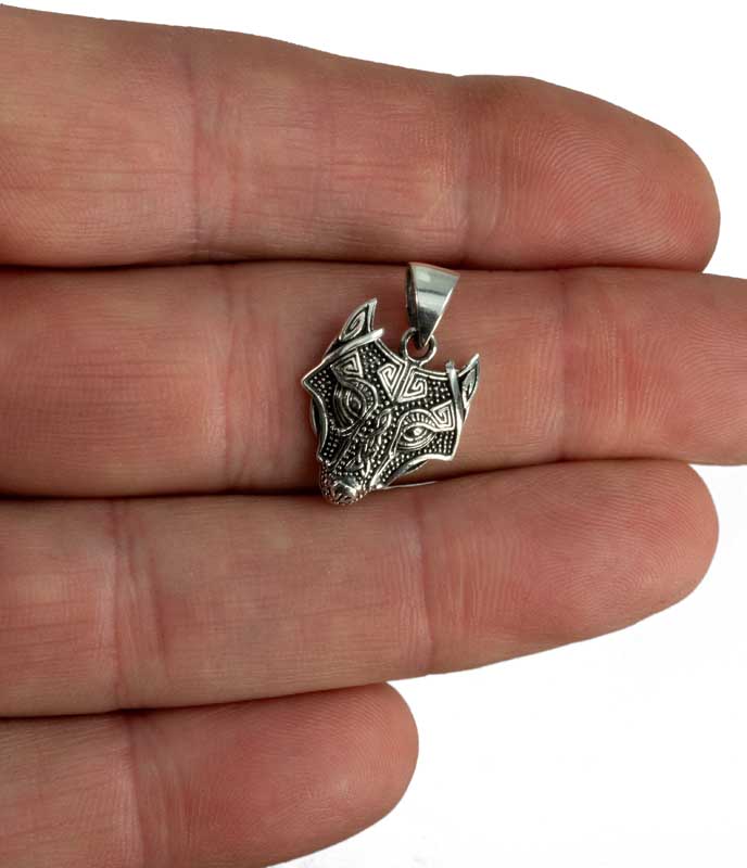 Pendentif Tête de Loup Fenrir Viking en Argent 925