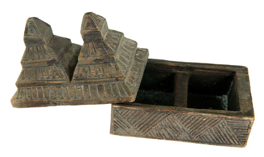 Boîte À Tikka En Bois Sculpté – Art Populaire Du Rajasthan Inde