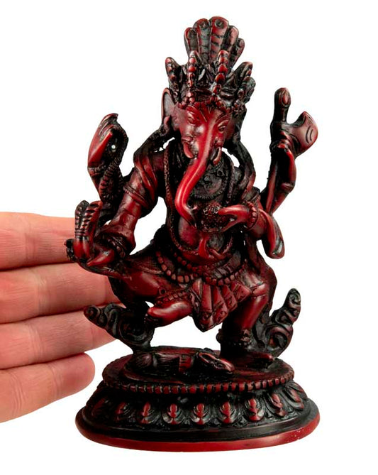 Statue Ganesh 15 cm En Résine Rouge – Artisanat Népalais