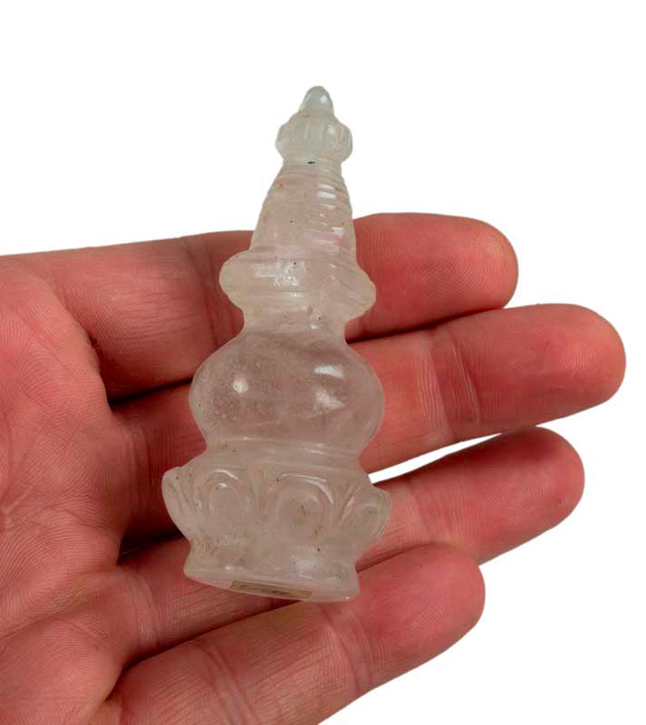 Stupa Bouddhiste Tibétain En Cristal De Roche Quartz – Artisanat Du Népal