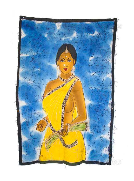 Batik Femme Indienne Curiosa – Tenture Murale en Coton Artisanale