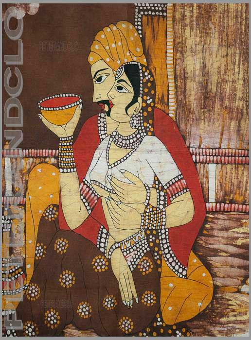 Batik Femme Hindoue et Couple Moghol – Tenture Murale en Coton Artisanale