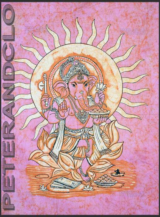 Batik Lord Ganesh – Tenture Murale Grand Format en Coton Artisanale