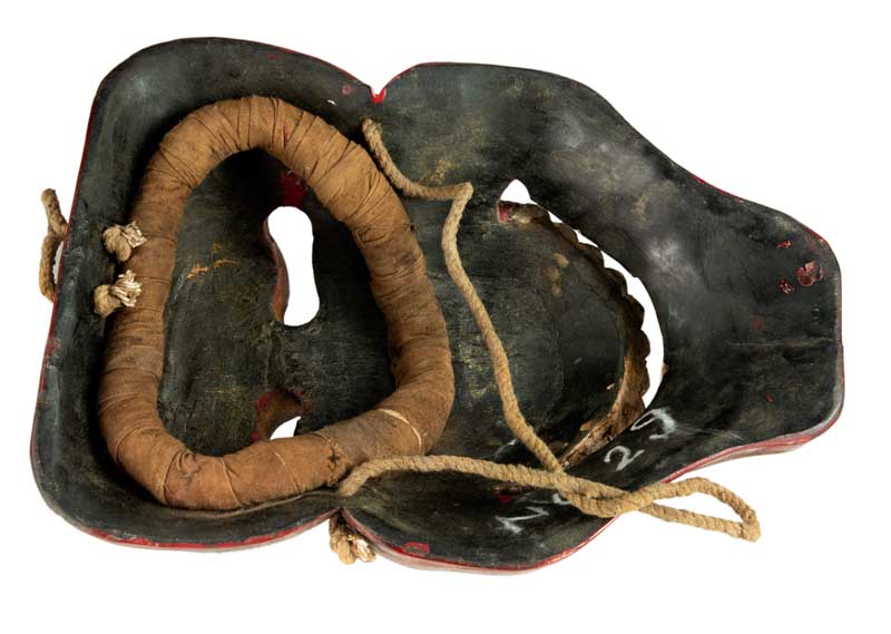 Masque Citipati Tête de Mort Rouge Bordeaux – Masque Tibétain de Danse Cham en Bois