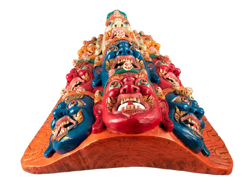 Masque Tibétain Mahakala En Bois De Peuplier – Décoration Murale