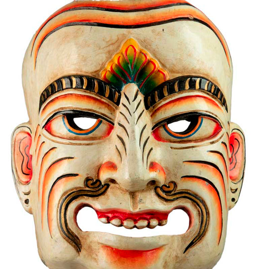 Masque Vishnu Népalais – Danse Cham – Bois De Peuplier – Art De L’Himalaya