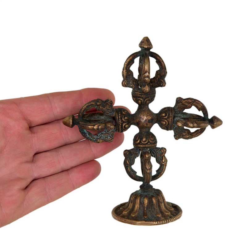 Double Dorje Vajra Sur Socle – Symbole Rituel Bouddhiste Tibétain Du Népal
