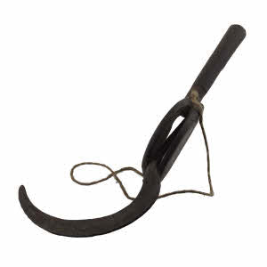 Ancienne Faucille Serpe Tibétaine en Fer et Bois – Outil Agricole de l’Himalaya
