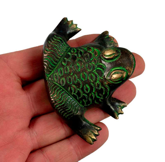 Figurine Grenouille En Laiton – Artisanat Indien