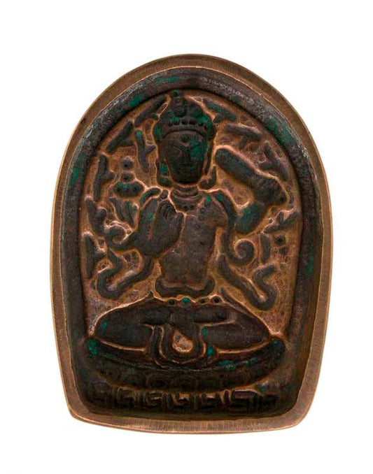 Moule À Tsa-Tsa Manjushri En Bronze – Objet Rituel Sacré Du Bouddhisme Tibétain