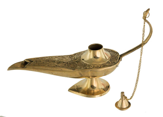 Grande Lampe d’Aladin en Laiton 30 cm – Patine Brune et Verte – 100 % Fait Main en Inde