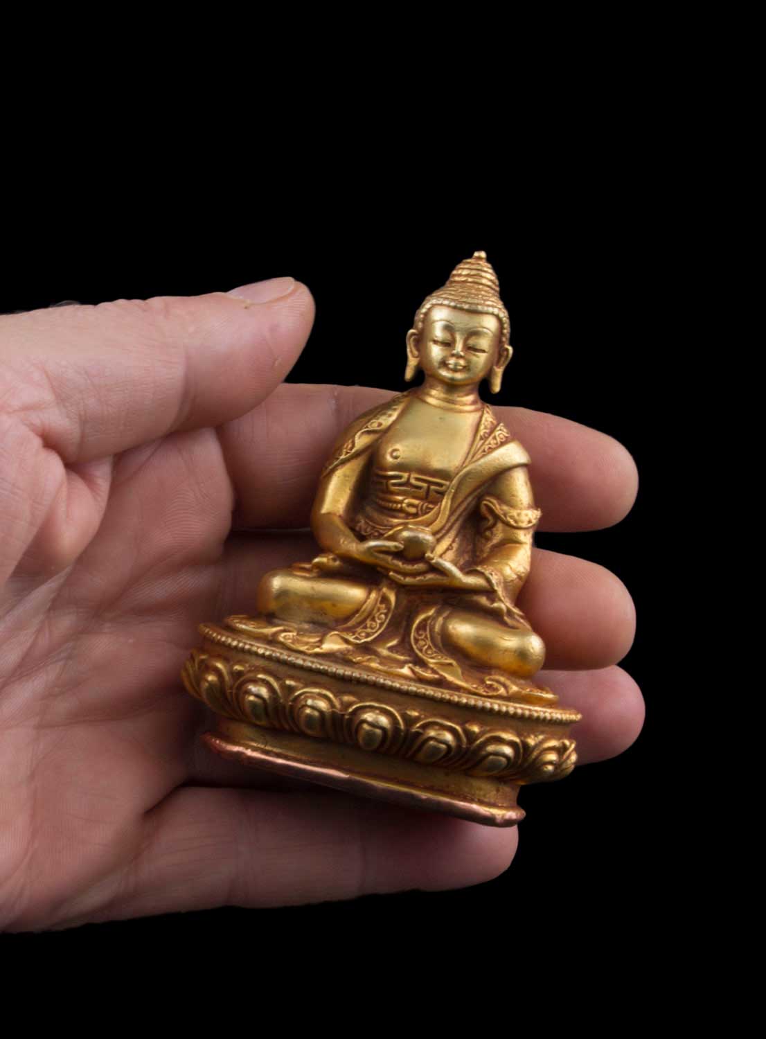 Set des 5 Dhyani Bouddha en bronze – Pancha Bouddha, œuvre artisanale tibétaine du Népal