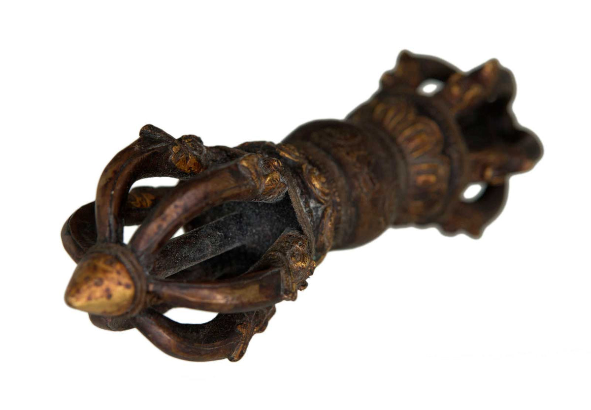 Dorje Vajra Tibétain À 6 Branches En Laiton – Grand Objet Rituel Bouddhiste Vajrayana