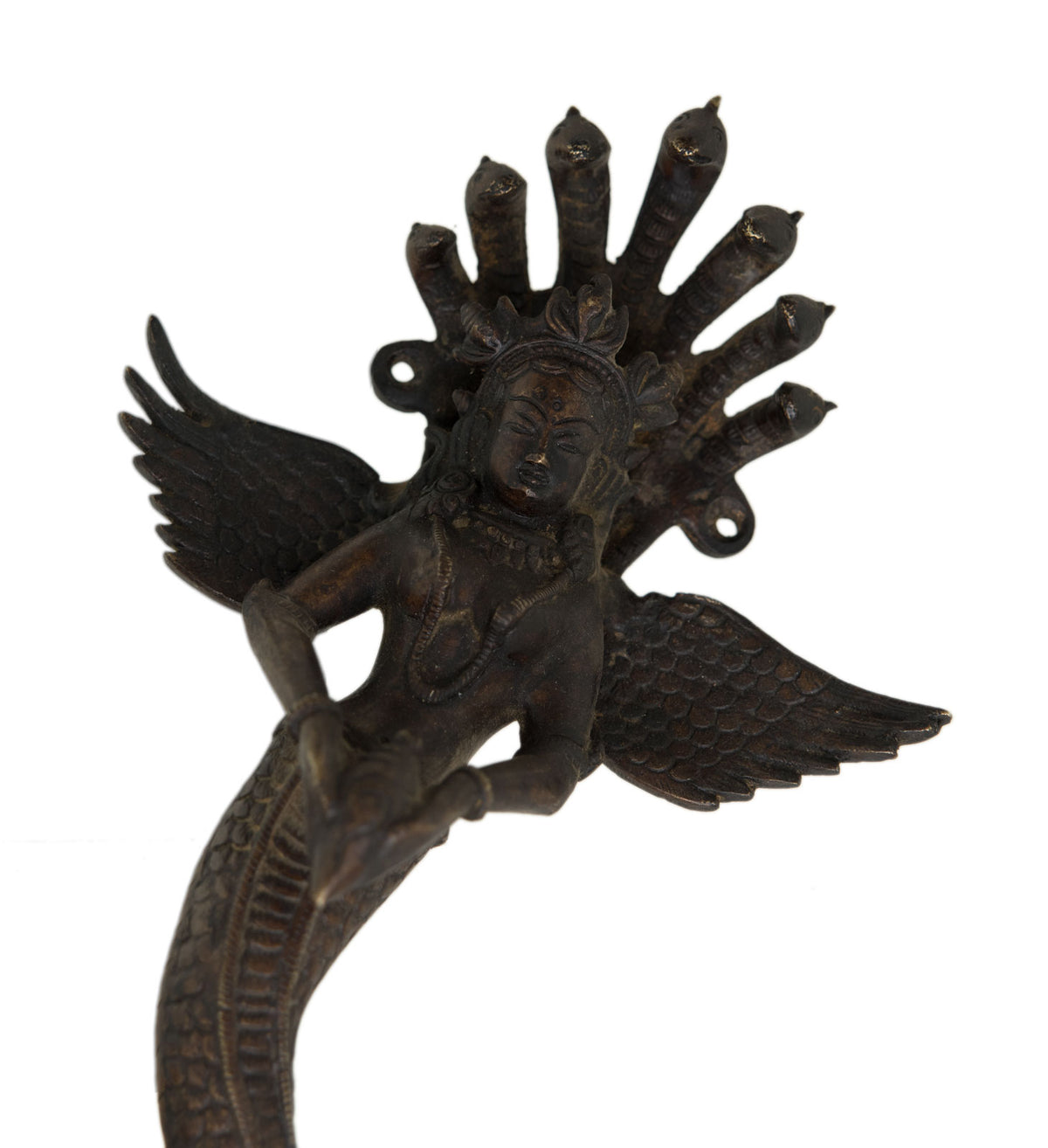 Statue / Poignée de porte Naga Kanya en Laiton – Artisanat Indien et Symbole de Protection