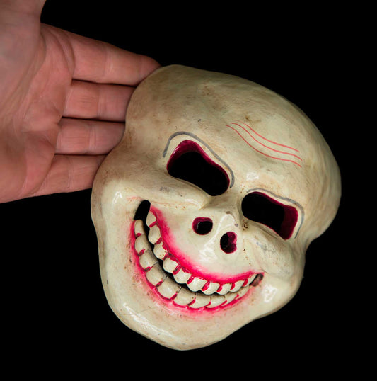 Petit Masque Citipati Tête de Mort – Danse Cham Tibétaine en Bois