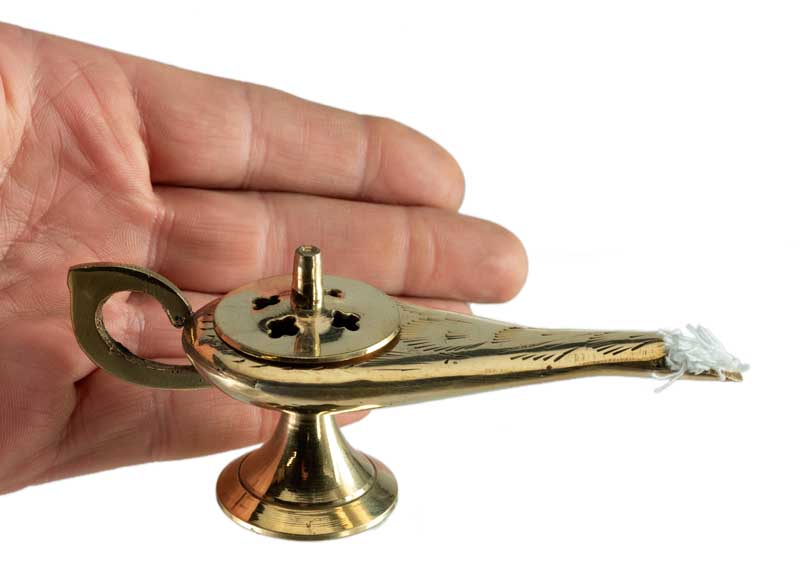 Lampe d’Aladin en Laiton 12,5 cm – Patine Dorée – Artisanat Indien