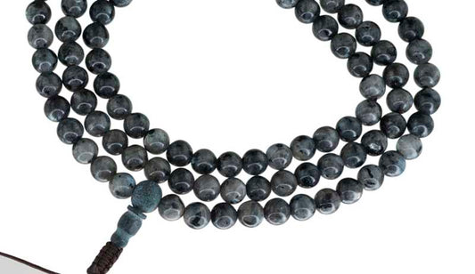 Mala Tibétain Labradorite Véritable – Collier Bouddhiste Pour La Méditation