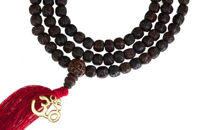 Mala Tibétain En Graines De Rudraksha Avec Pendentif Om – Collier Rosaire Du Népal