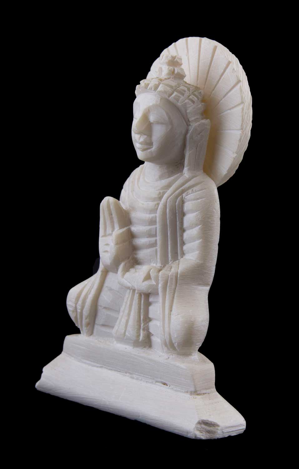 Statue Lord Bouddha avec Mudra de protection en pierre ollaire – Sculpture artisanale indienne unique