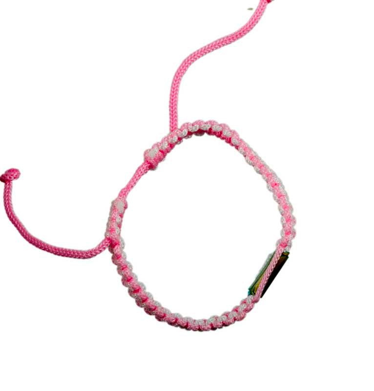 Bracelet Bouddhiste Sai Sin Rose et Blanc avec Takrut – Thaïlande
