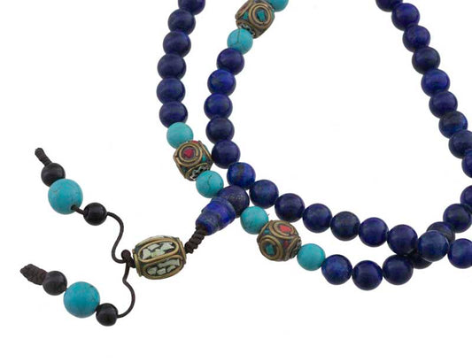 Mala Tibétain Lapis Lazuli – Collier Bouddhiste Pour La Méditation