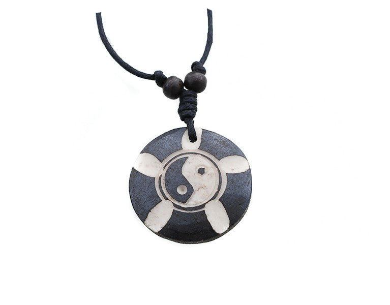 Collier Pendentif Yin Yang En Os De Yak