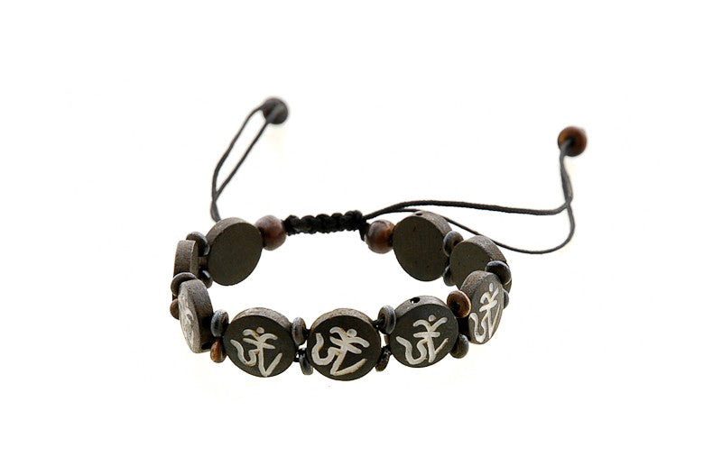 Bracelet Tibétain Aum Om en Os de Yak – Symbole du Bouddhisme Tibétain