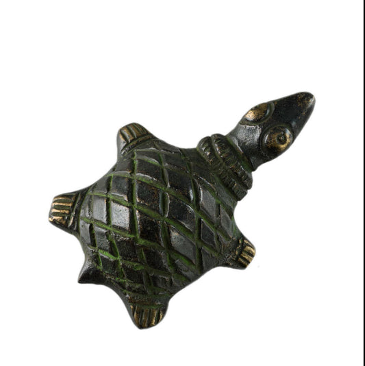 Figurine Tortue En Laiton – Statuette Ethnique Tribale Artisanale D’Inde