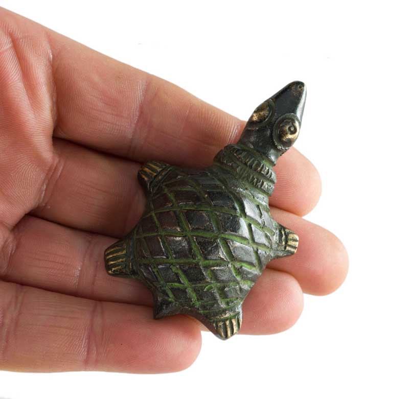 Figurine Tortue En Laiton – Statuette Ethnique Tribale Artisanale D’Inde