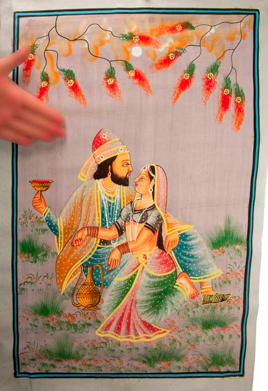 Peinture Moghole Indienne – Maharaja et Courtisane