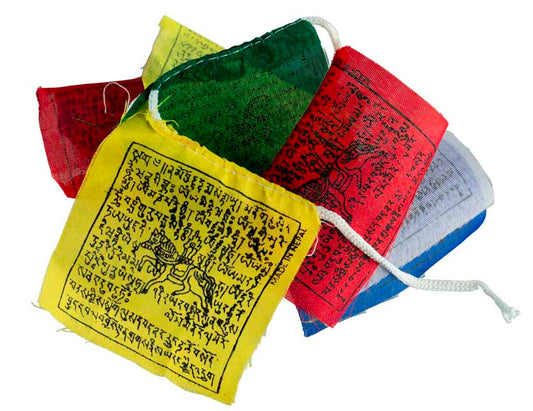 Mini Drapeaux de Prières Tibétains Bouddhistes 7 x 7 cm – Guirlande du Népal