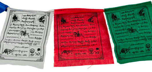 Mini Drapeaux de Prières Tibétains – Guirlande Bouddhiste du Népal